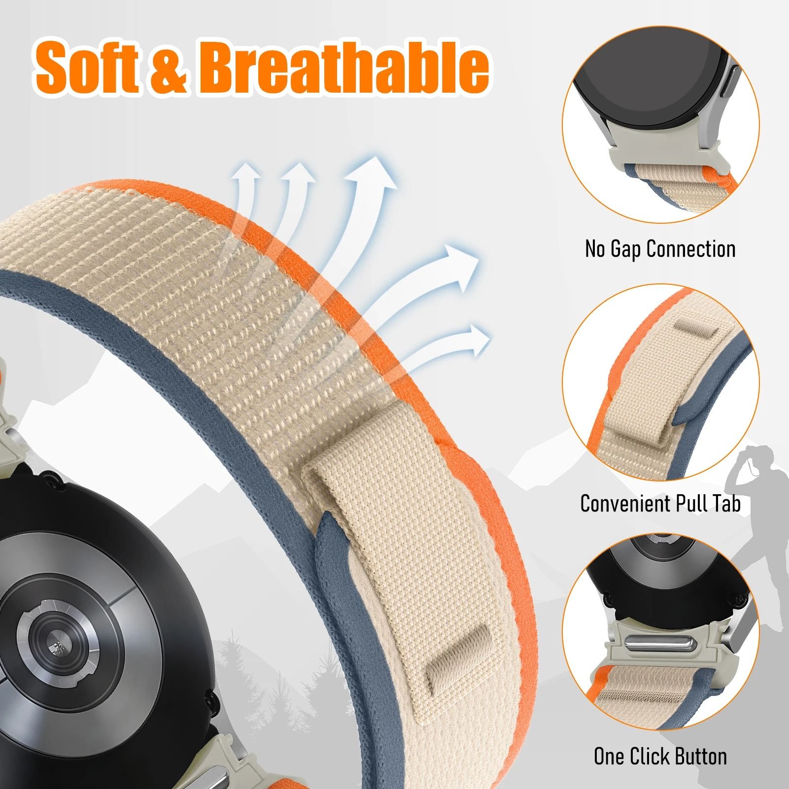 Trail Loop Nylon Band for Samsung Galaxy Watch 7 6 5 4 and Watch 6 Classic