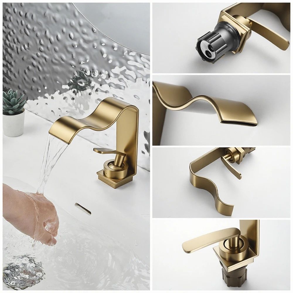 Luxury Brushed Gold Bathroom Sink Faucet
