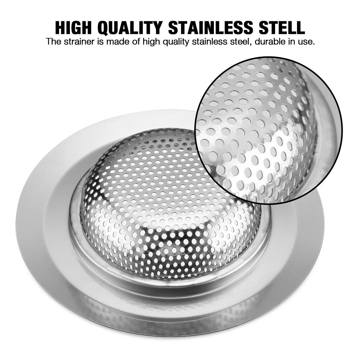 Kitchen Sink Strainer Stopper Stainless Steel Drain Basket Waste Plug