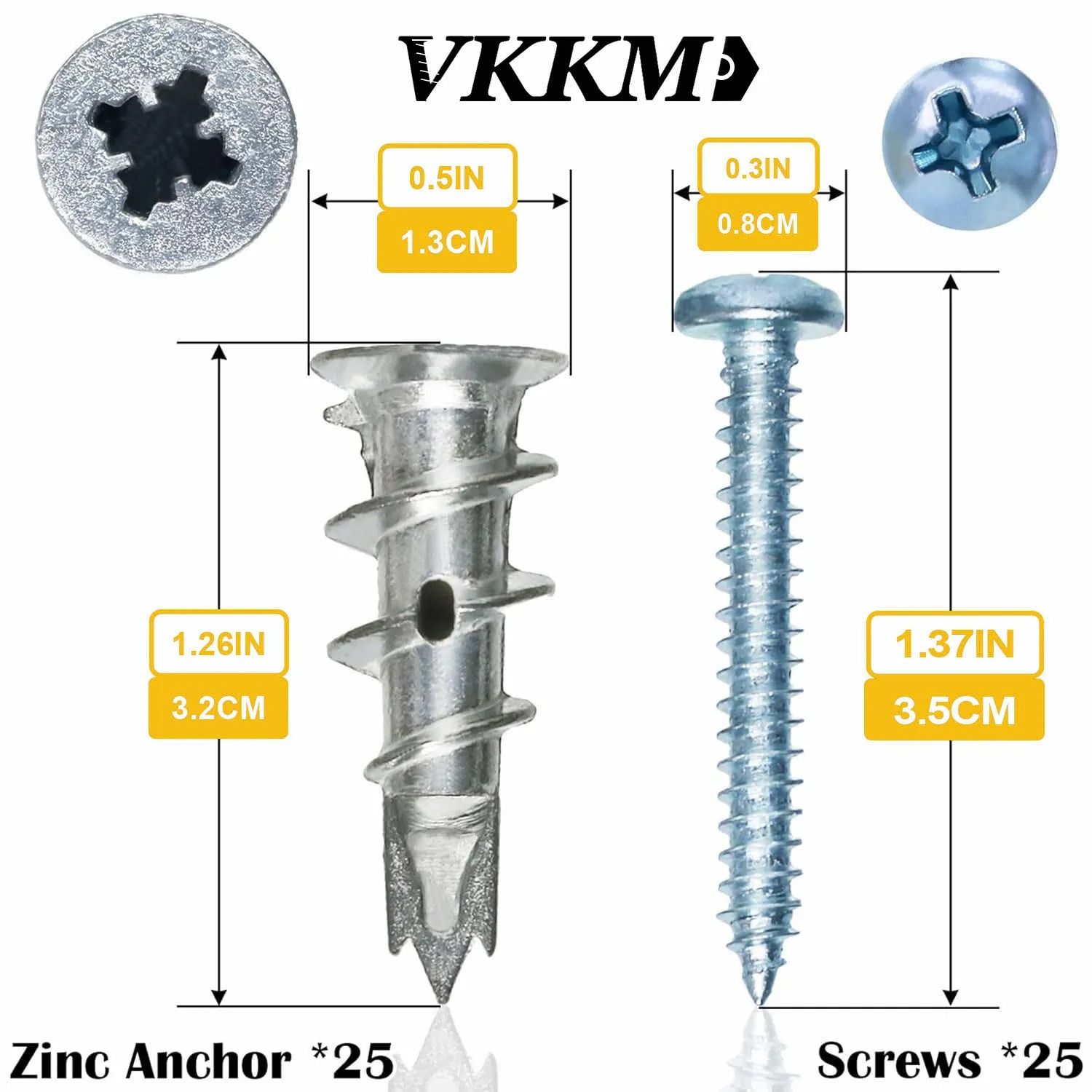 Self Drilling Drywall Anchor and Screw Set 50 Pieces