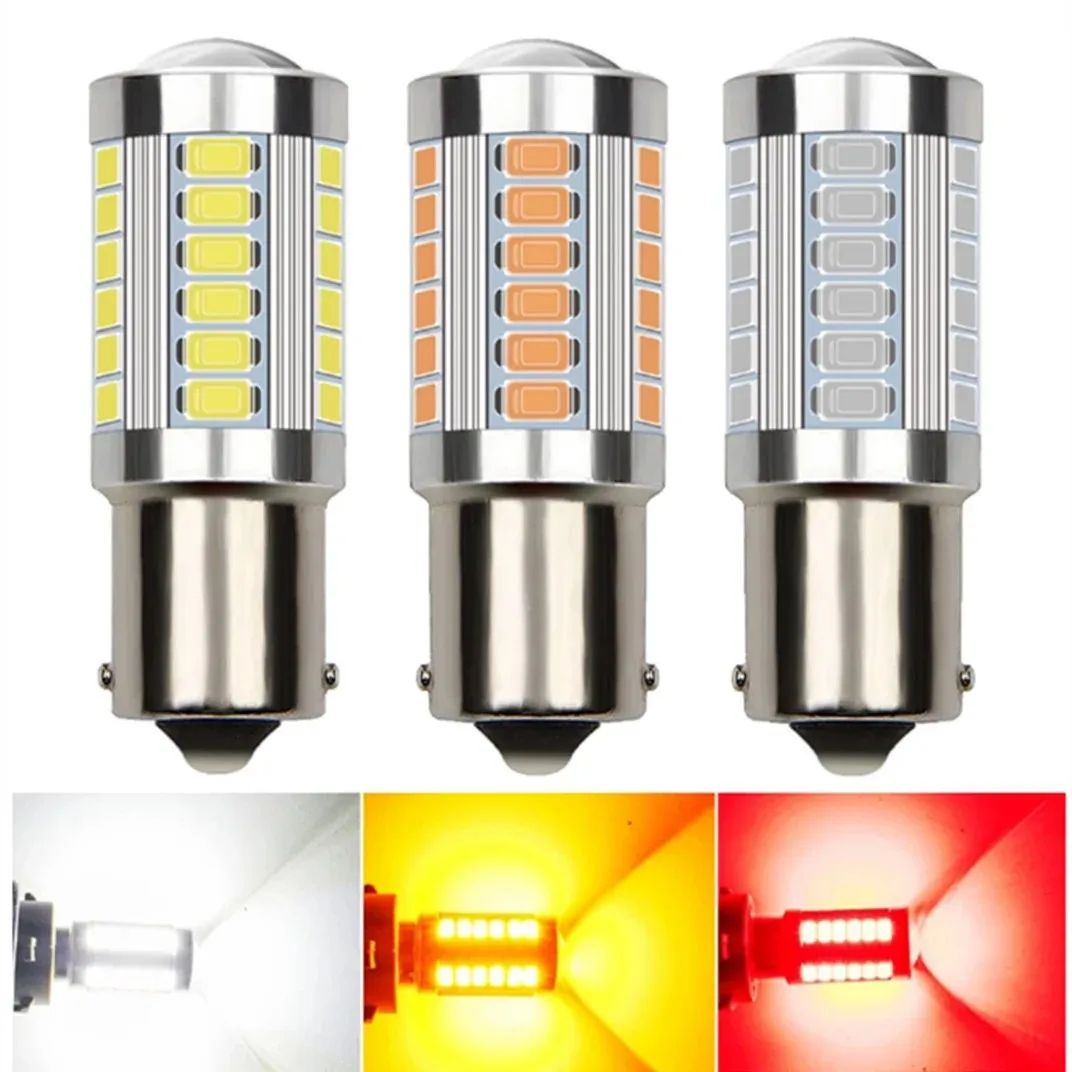 2-Pack 7000K White 1156 1157 LED Bulbs for Brake Reverse Turn Signal Lights (BA15S BAY15D P21W)