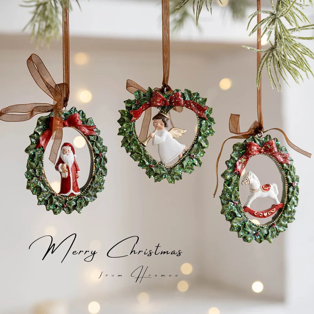 Retro 3D Christmas Tree Bell Resin Ornament
