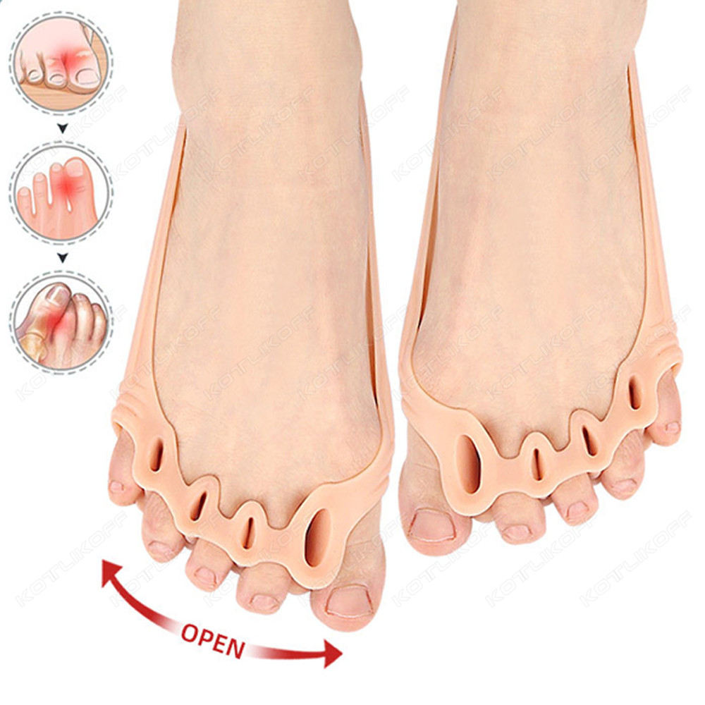 Overlapping Toe Separator, 5 Holes Toe Splitter, Breathable Foot Care Tools, Toe Separators Straightener, Forefoot Pads