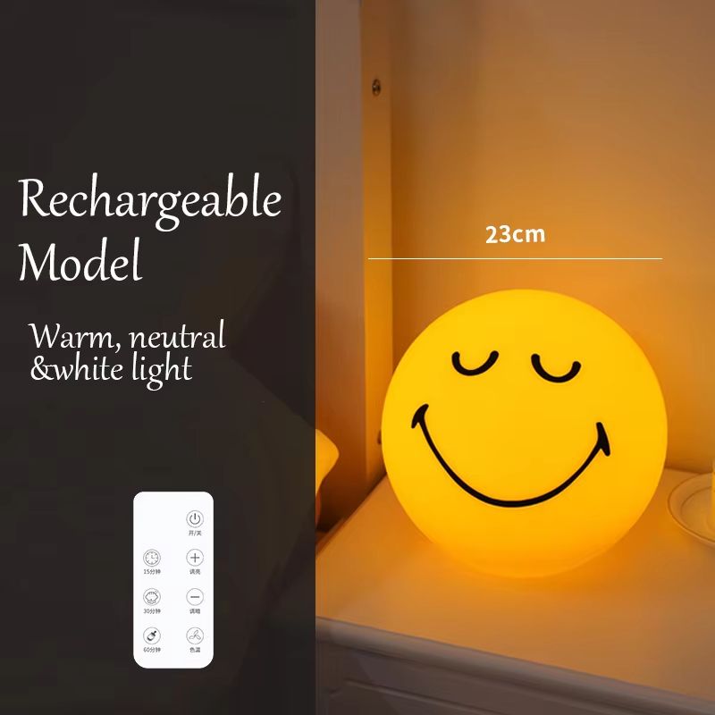 Smiley Sphere USB/Rechargeable Night Lamp – Squint & Wink Dimmable Atmosphere Light