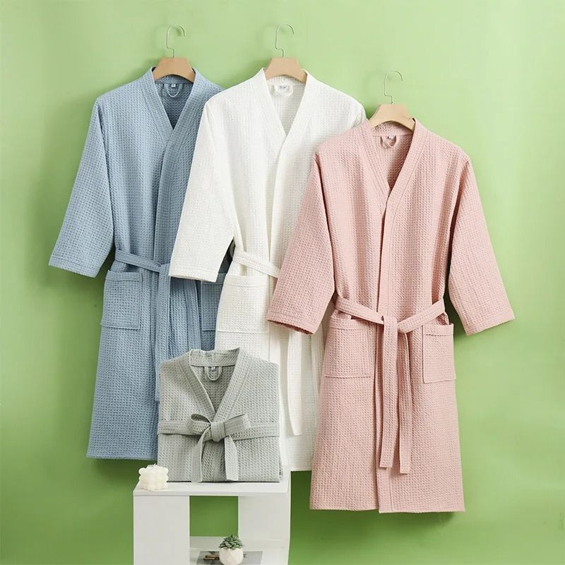 Premium Cotton Waffle Bathrobe – Professional Quick-Drying Design for Women, Men & Couples