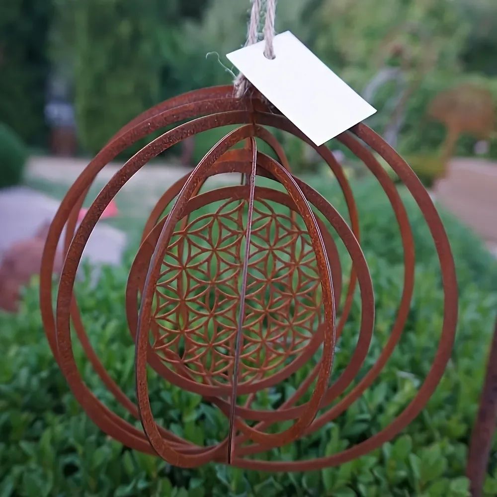 Rustic Metal Spiral Wind Spinner – Large Outdoor Hanging Weather Vane Decor for Garden, Balcony & Window