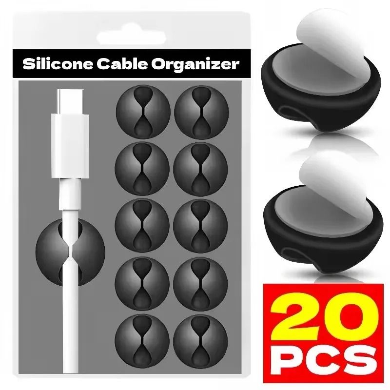 Silicone Desktop Phone Cord Holder – High-Performance Self-Adhesive USB Data Line Organizer