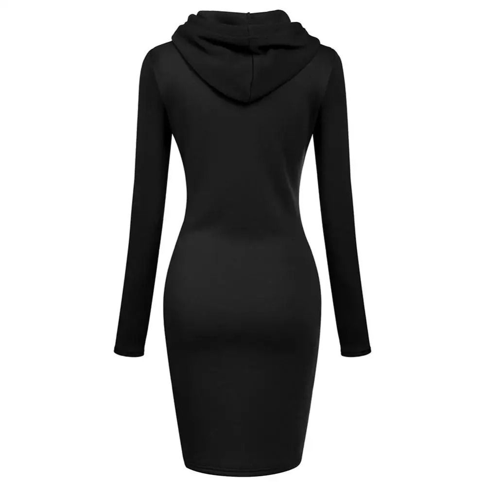 Womens Hooded Dress with Long Sleeves and Cozy Autumn Styling