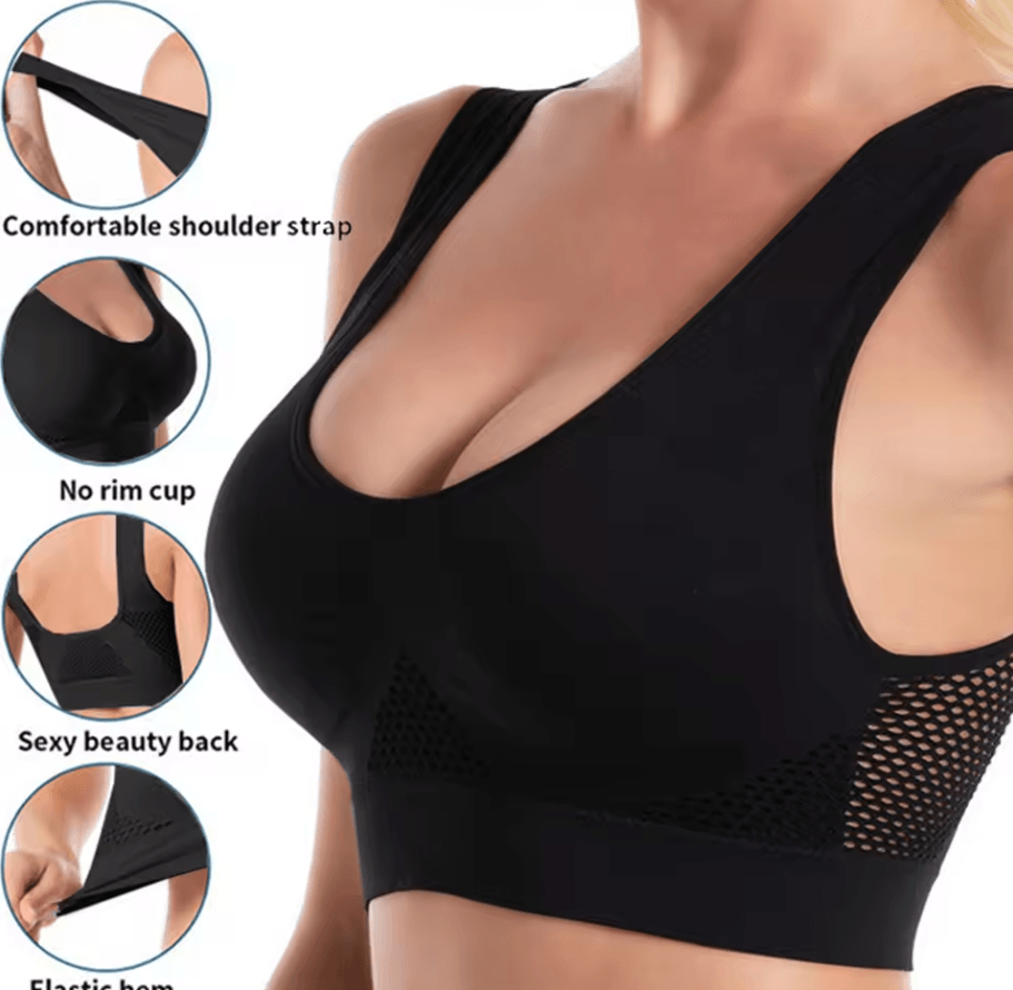 Plus Size Seamless Sports Bra | Wireless Shockproof Fitness & Yoga Crop Top (Up to 6XL)