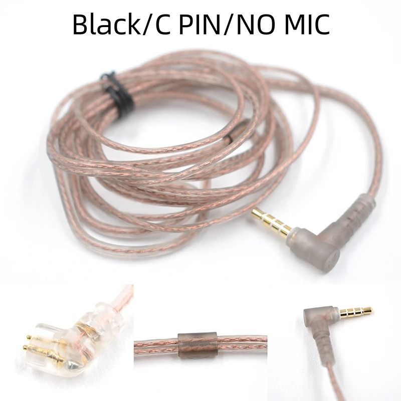 KZ 2 Pin Replacement Earphone Cable Oxygen Free Copper Silver Plated Cable with Mic