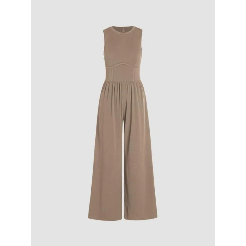 Women's High Waist Patent Leather Wide Leg Jumpsuit