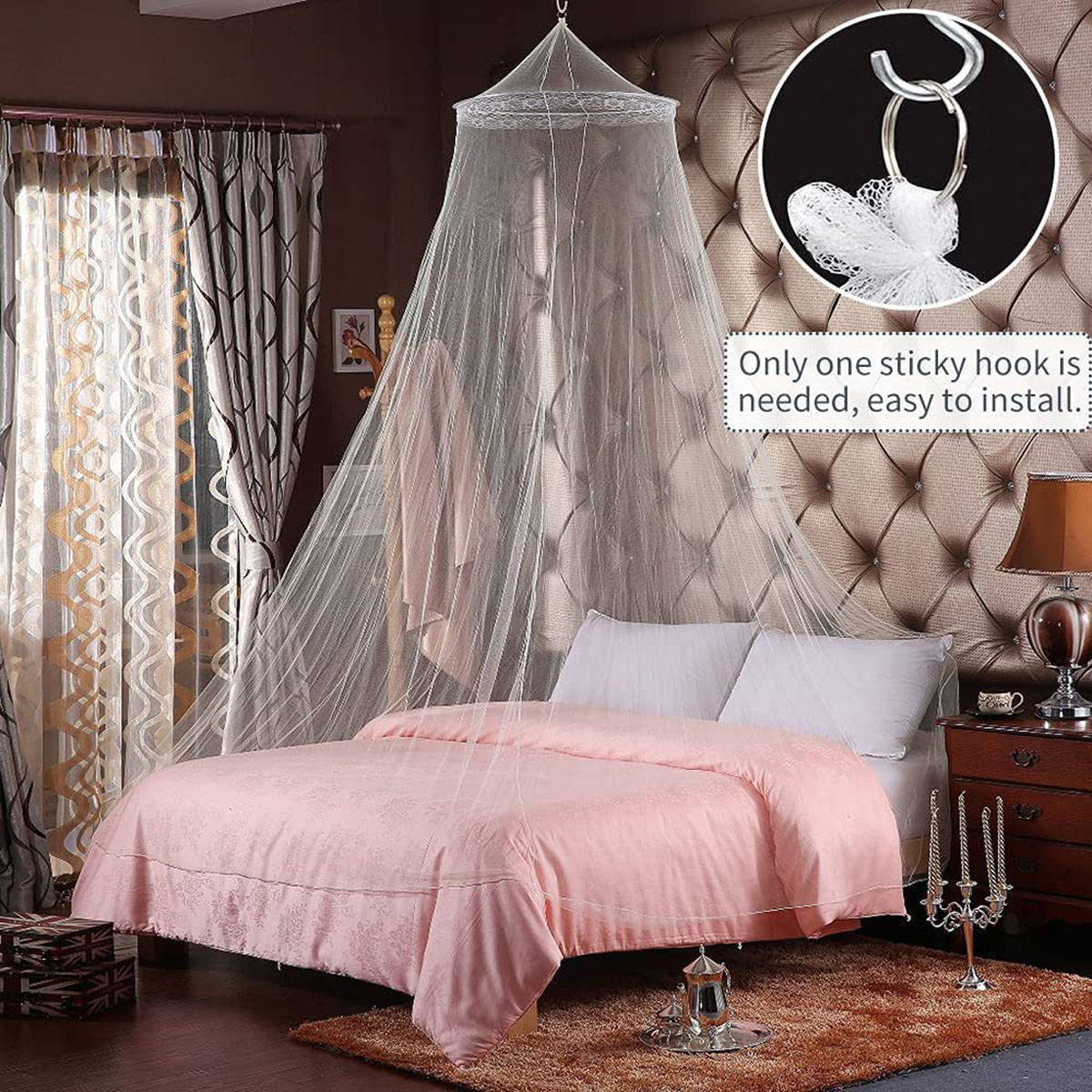 Polyester Mesh Summer Hanging Dome Mosquito Net for Double Bed Bedroom