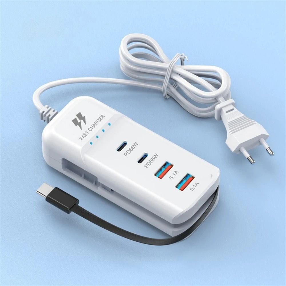 66W PD USB C Fast Charging Wall Charger with Four Port Hub and International Plug Options
