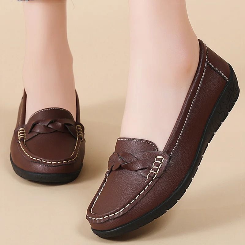 Womens Soft Leather Casual Loafers