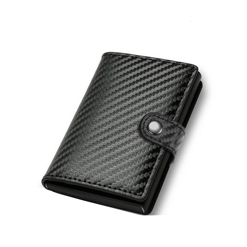 Carbon Fiber Credit Card Holder Wallet RFID Smart Metal Pop Up Wallet