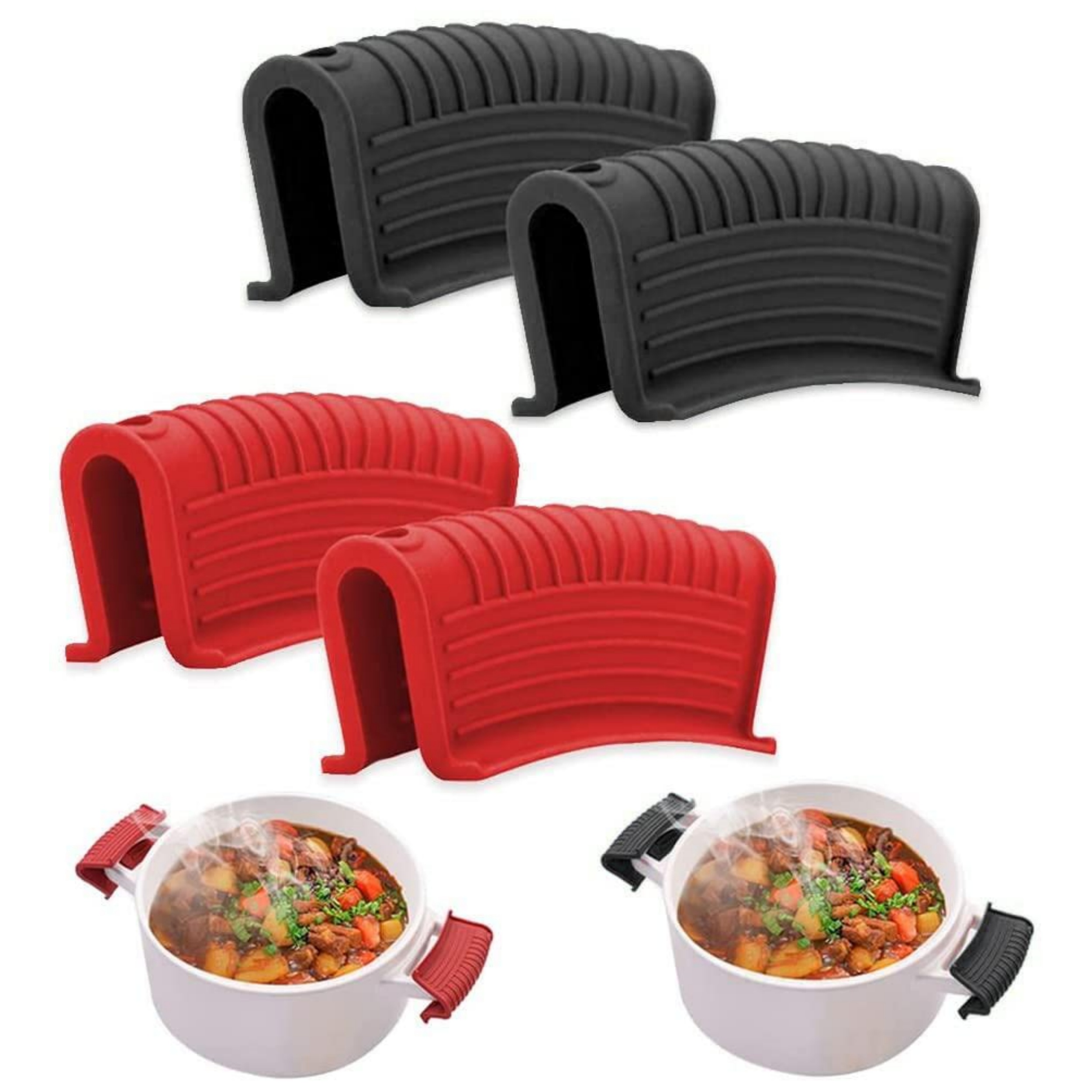 Silicone Pot Handle Grip Covers Heat Resistant Anti-slip Pot Sleeve for Cast Iron Frying Pan Kitchen Pot Ear Clip Holder