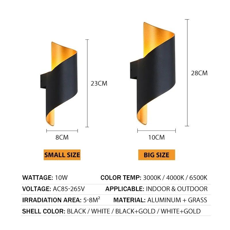 Modern Spiral LED Wall Lamp Waterproof Indoor Outdoor Sconce Light