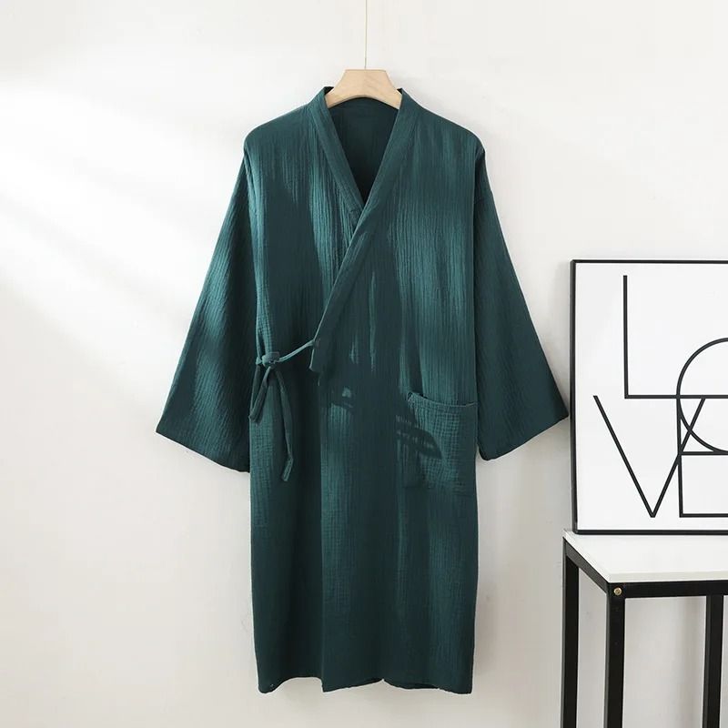 Thin Cotton Yarn Kimono Robes – Professional Couple's Bathrobe & Breathable Tied Cardigan Sleepwear