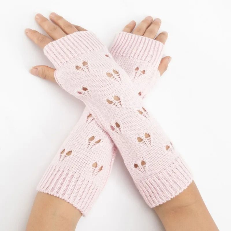 Stylish Arm Warmers Fingerless Gloves Y2K Fairy Grunge Goth Knit Sleeves