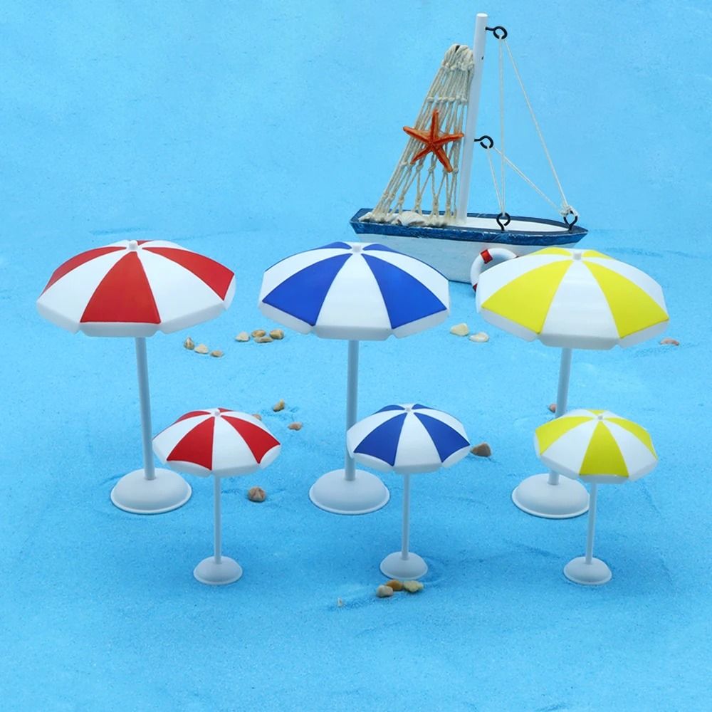 Miniature Beach Sun Umbrella – Dollhouse Micro Landscape Prop – Ocean DIY Decor & Baking Cake Topper Accessory