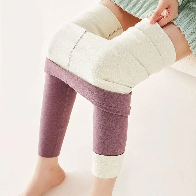 Velvet Fleece Lined High Waist Leggings for Women