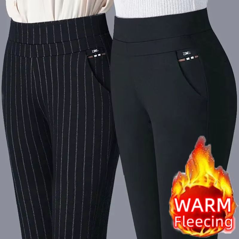 Women's Warm Winter Pencil Pants – Plush Lined Slim Fit Stretch Leggings