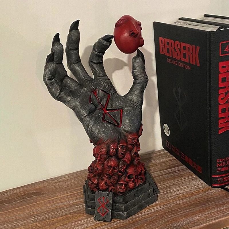 Devils Right Hand Sculpture | Berserk Rune Skull Figurine | Executive Studio & Dark Fantasy Sanctuary Decor