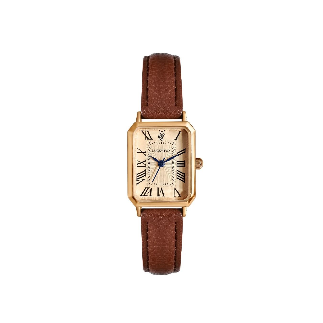 Women Retro Square Quartz Watch Leather Strap Casual Wristwatch