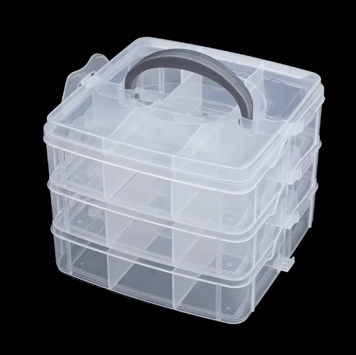 3 Tier Adjustable Bead Organizer Box Transparent Stackable Jewelry and Craft Storage