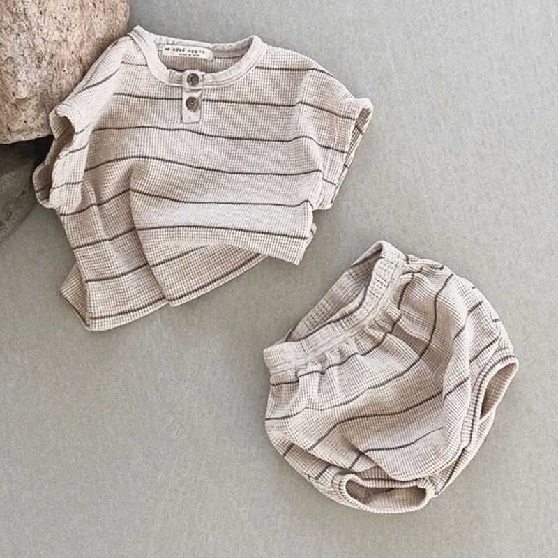 Summer Striped Infant Tee & Bloomer Set - 2-Piece Toddler Comfort Suit