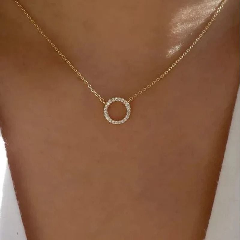 Delicate Small Circle Crystal Studs