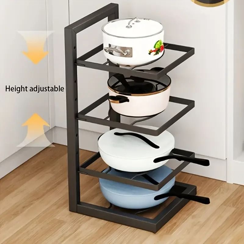 Basalt Height Adjustable Pot Rack | Stainless Steel 3/4 Layer Under-Sink Organizer