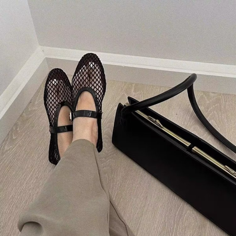 Fashion Women Mesh Sandals Hollow Out Flats, Retro Comfort Shallow Mouth Beach Shoes Female Casual Slippers