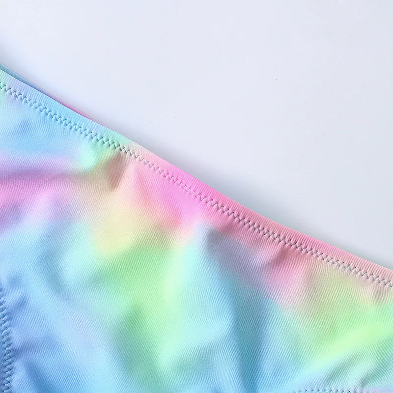 Tie Dye Girls Swimsuit Kids, Two Piece Children's Swimwear, Ruched Front Bikini Set Teen Bathing Suit Beachwear