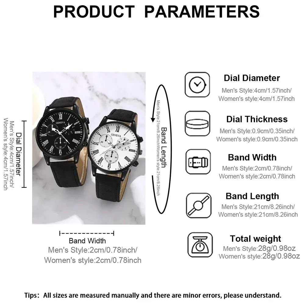 Elegant Leather Couple Watch Set