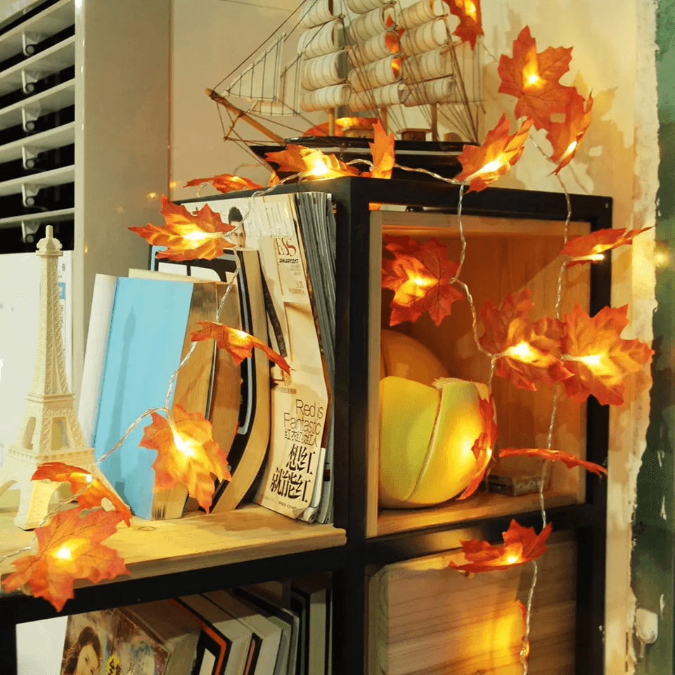 AutumnGlow Maple Leaf Battery LED String Lights