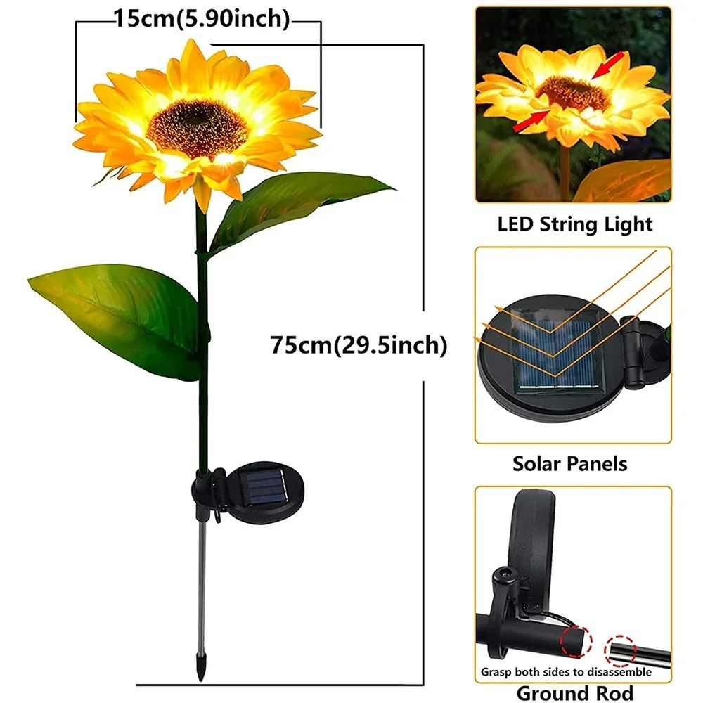 Simulated Solar Sunflower Smart Garden Light Waterproof LED