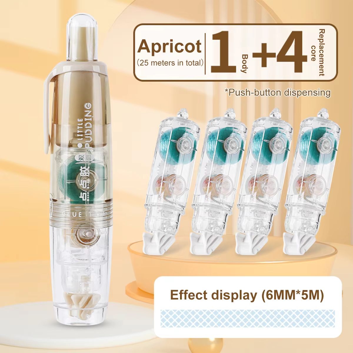 Multi-Pack Transparent Dot Glue Tape Set with Replaceable Double-Sided Refills
