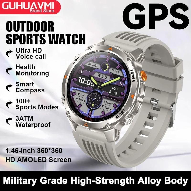 2025 GPS Map Navigation Smartwatch | AMOLED HD Display & Compass | Executive 3ATM Waterproof NFC Bluetooth Call System
