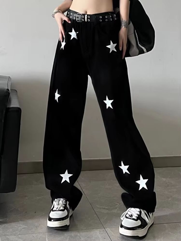 Y2K Wide Leg Baggy Jeans Women High Waisted Harajuku Streetwear Jeans Vintage Y2K Baggy Jeans