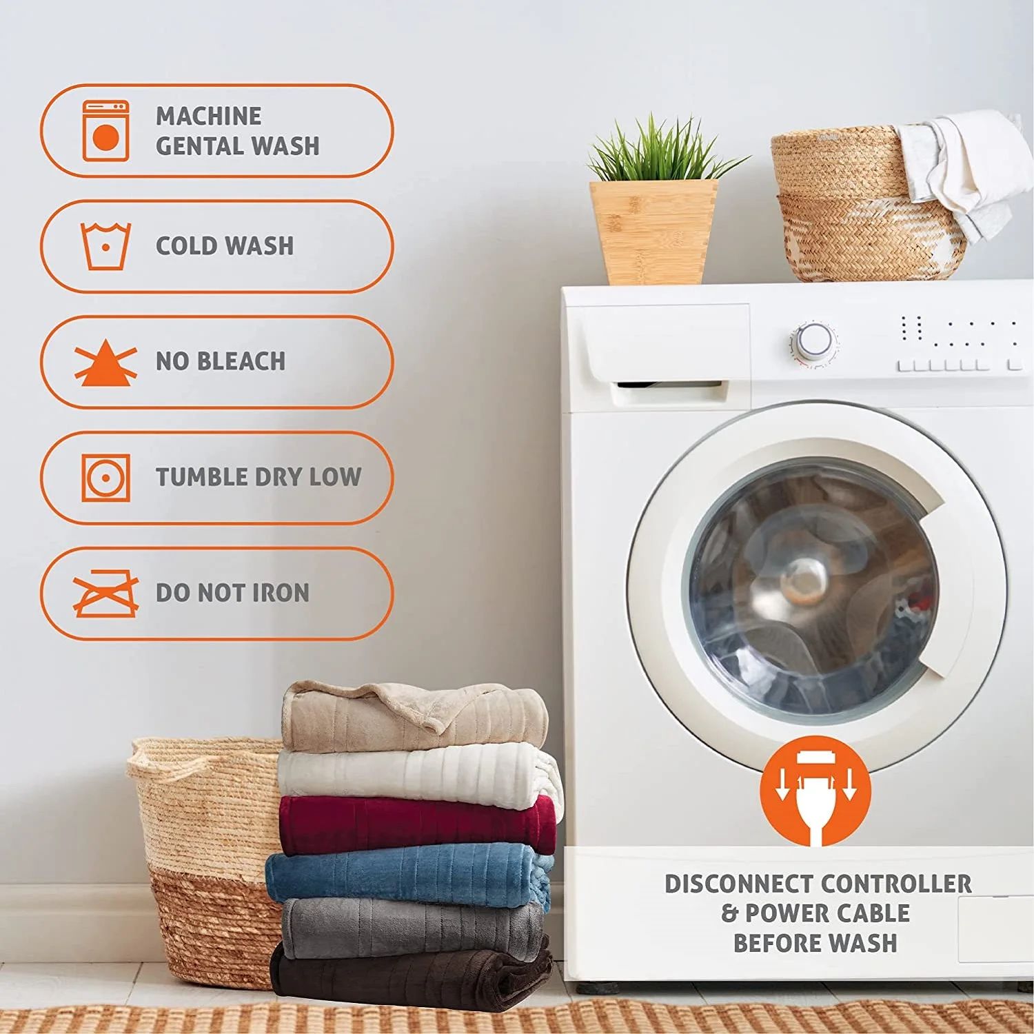 Electric Heated Throw Blanket Soft Plush 6 Heat Levels Auto Shut Off Safety Protection