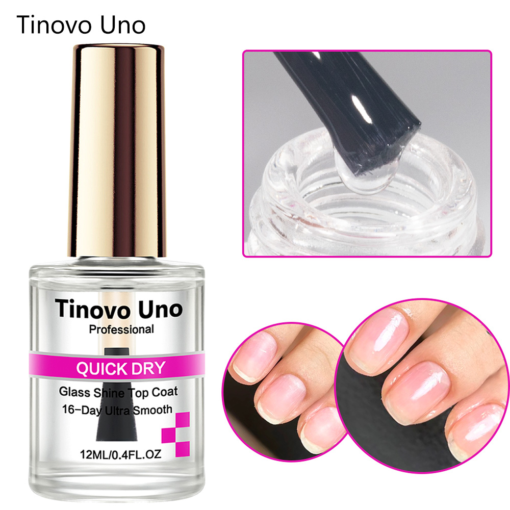 Tinovo Uno Quick Dry Top Coat, Ultra Shine Normal Nail Polish Finish, 15ML Nail Repair Care Calcium Protein Natural Dry