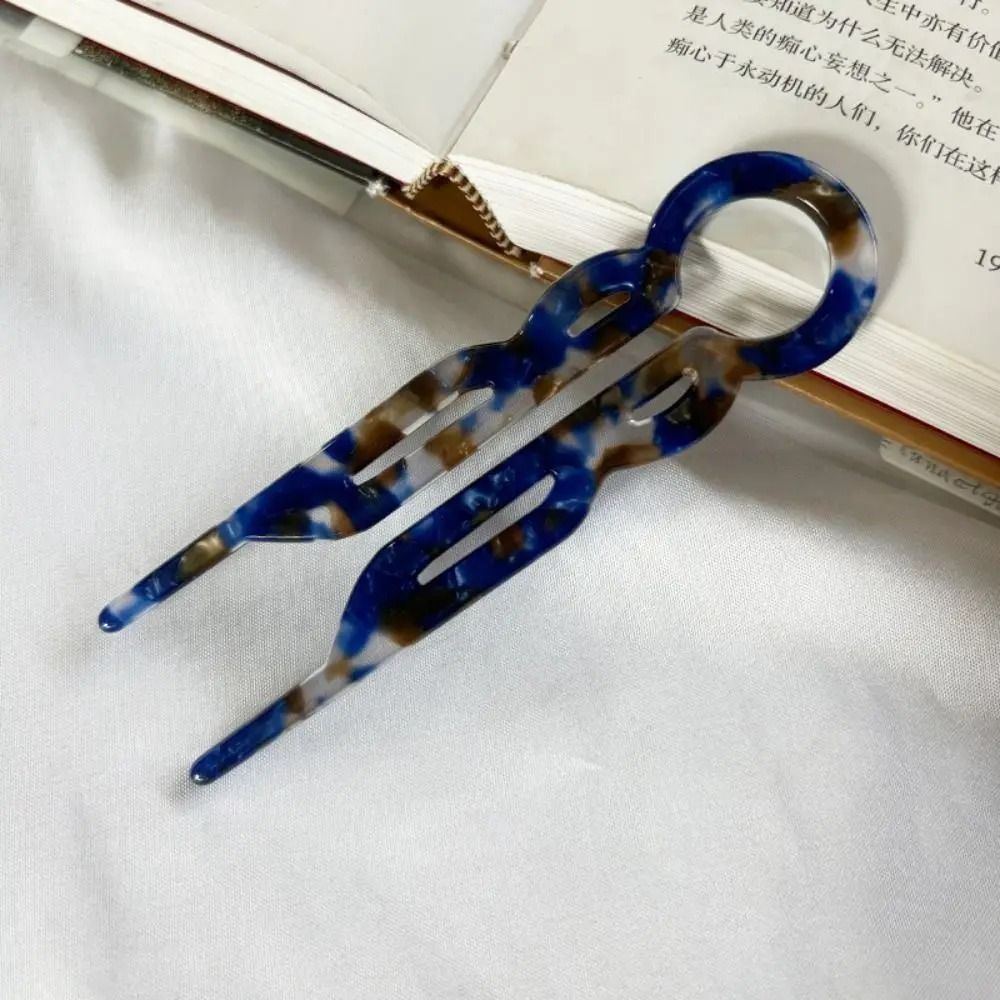 U-Shaped Acetate Hair Stick and Professional Bun Clip