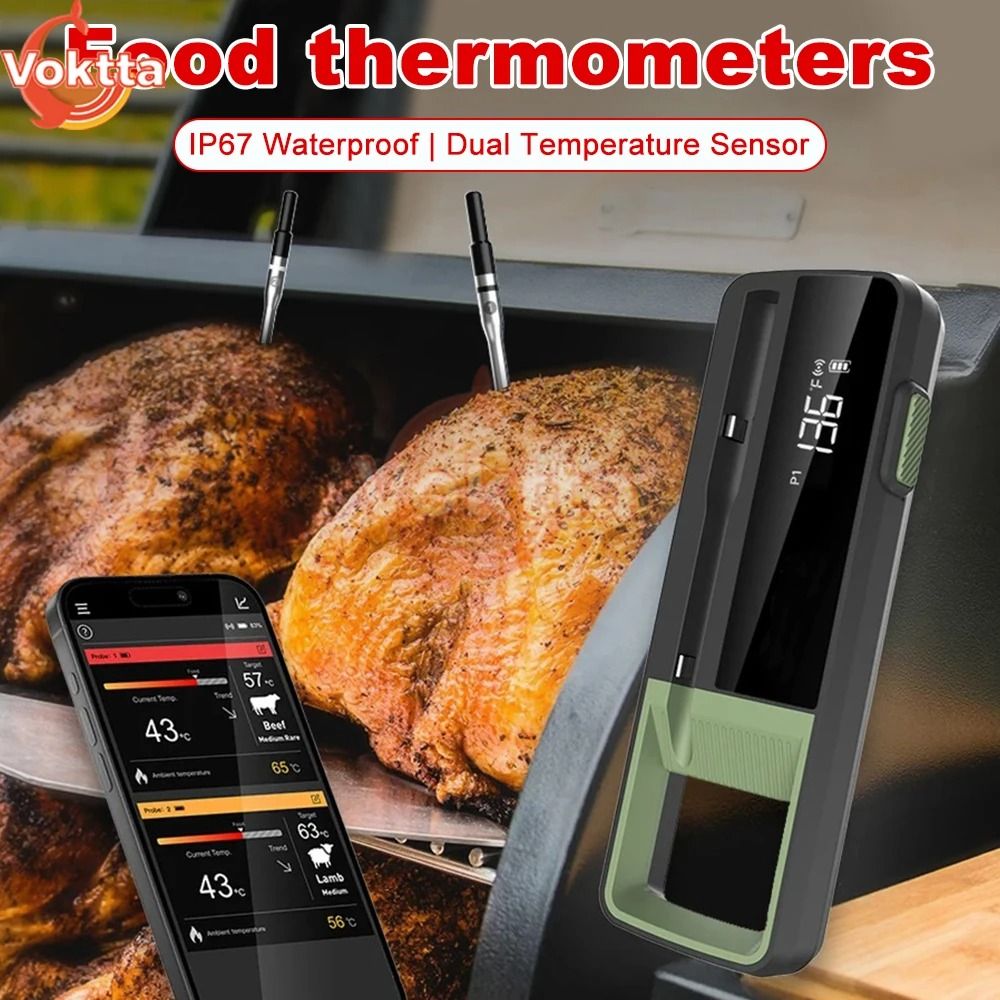 Wireless Bluetooth Food Thermometer With Waterproof Probe And App Control