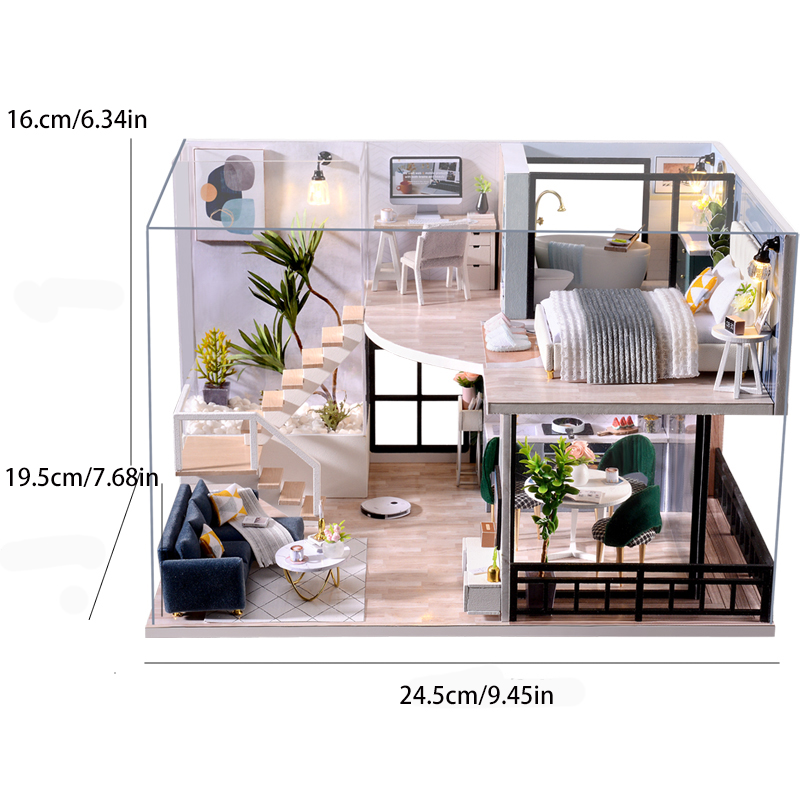 DIY 3D Wooden Doll House Kit with Furniture, Fun, Creative Craft for Kids & Adults