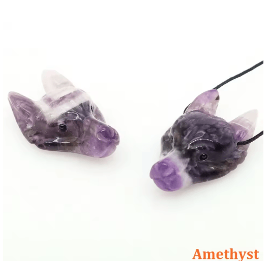 SpiritWolf Crystal Wolf Head Pendant – Hand-Carved Gemstone Necklace Charm