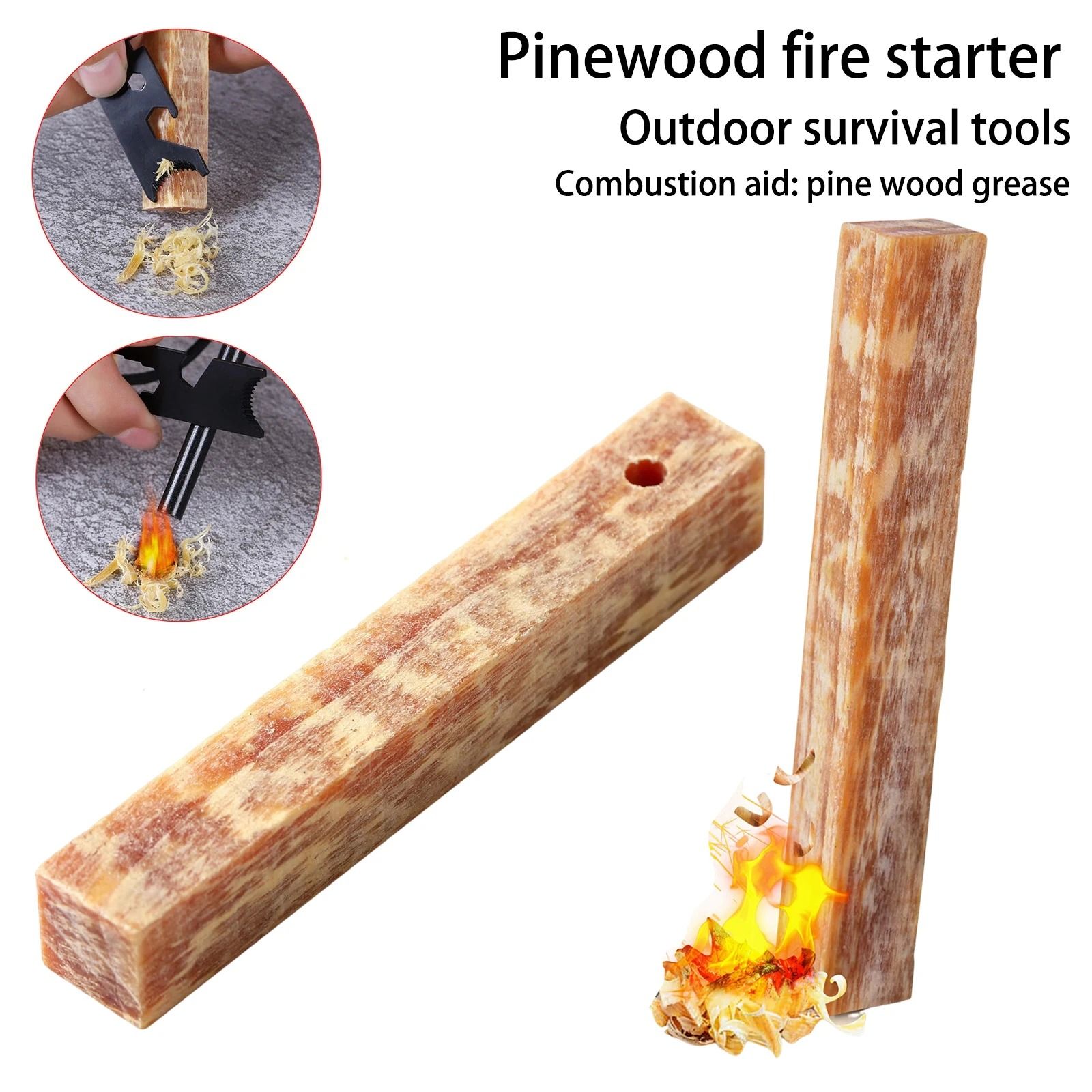 Natural Fire Starter Matches Pine Wood Camping Fire Starter Survival Tools Set