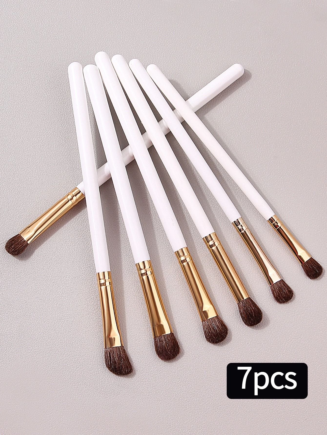 7Pcs Professional Eye Shadow Makeup Brush Set Natural Pony Hair Blending Smudge Shader Kit