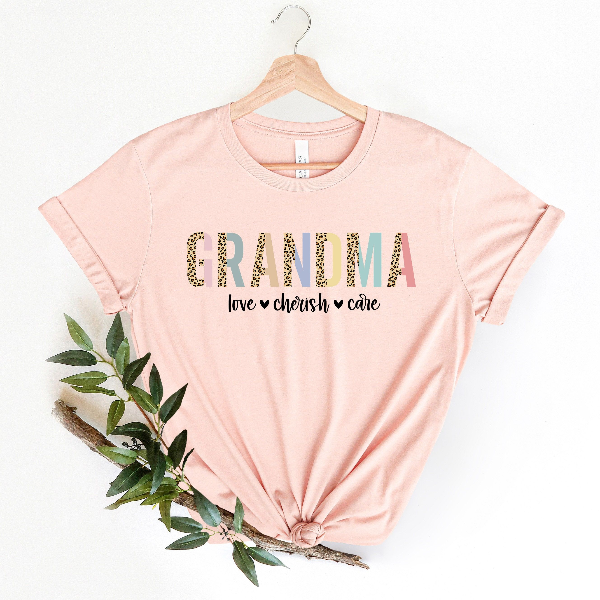 Leopard Grandma Shirt Love Cherish Care Tee Mothers Day Gift