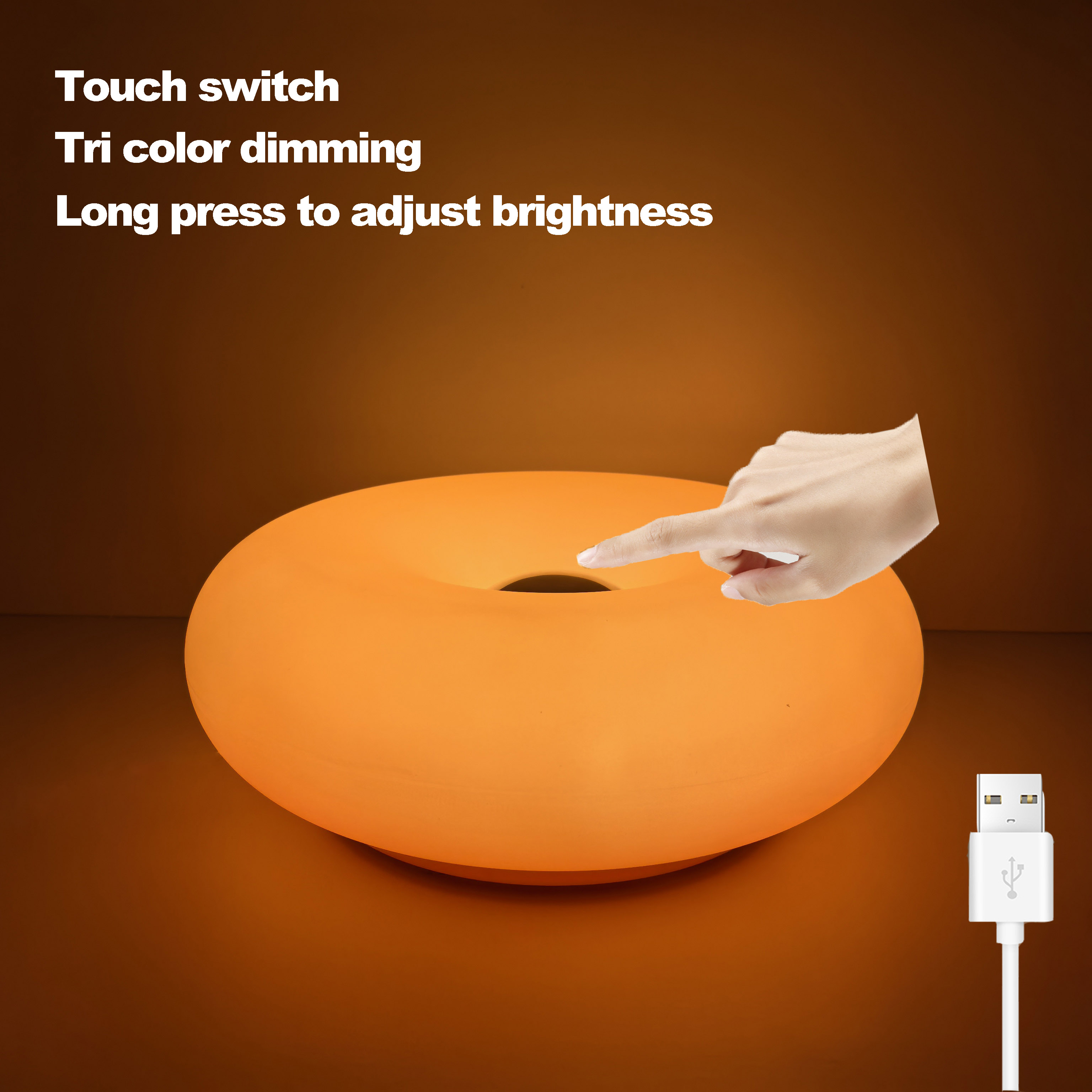 USB Plug Bauhaus Table Lamp, Bedroom Bedside Light, Living Room, Dining Room Donut Ambient Lighting